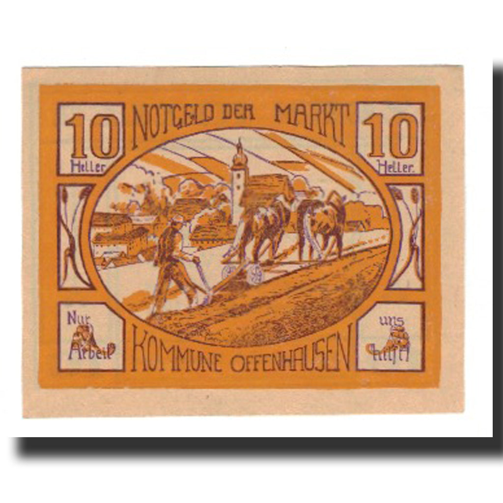 Billete, Austria, Offenhausen O.Ö. Prv. Marktkommune, 10 Heller, paysan, 1921