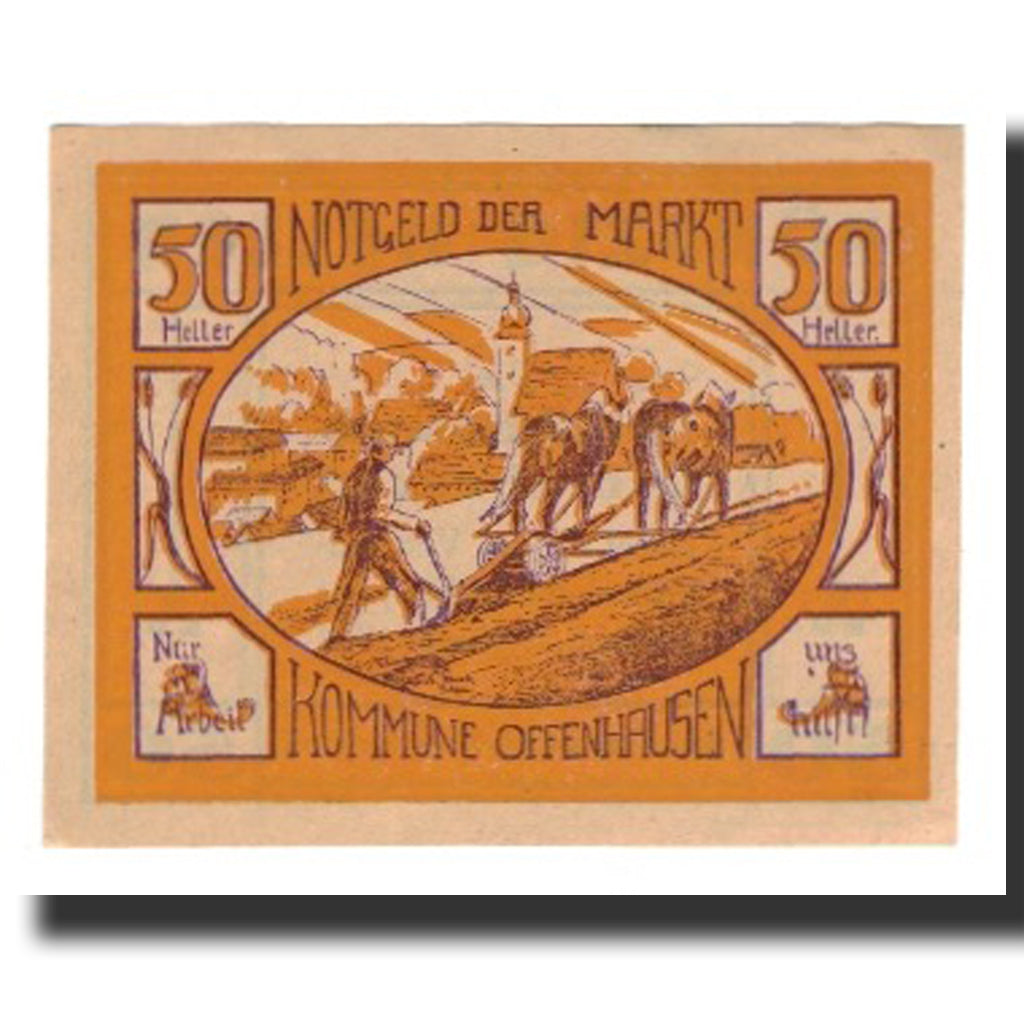 Billete, Austria, Offenhausen O.Ö. Prv. Marktkommune, 50 Heller, paysan 2