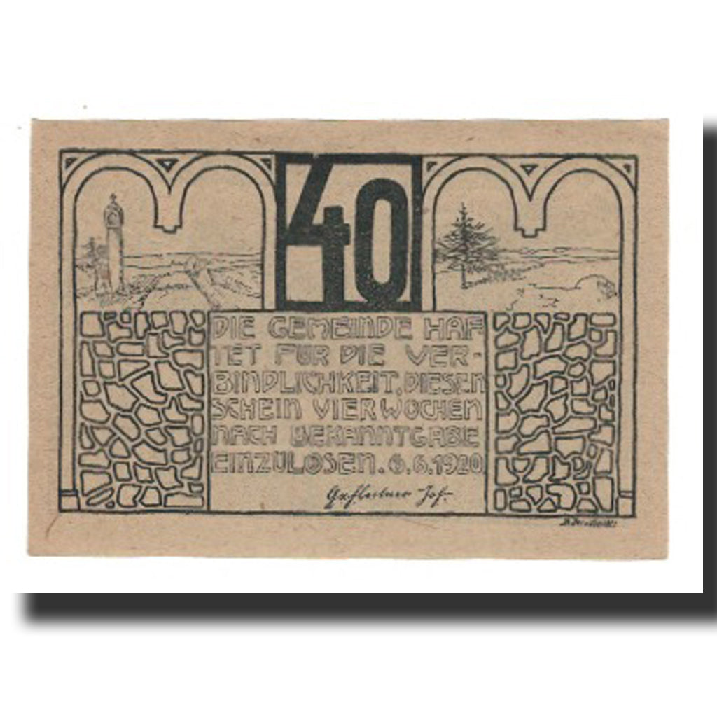 Biljet, Oostenrijk, Altenfelden, 40 Heller, paysage, 1920, 1920-06-06, SUP