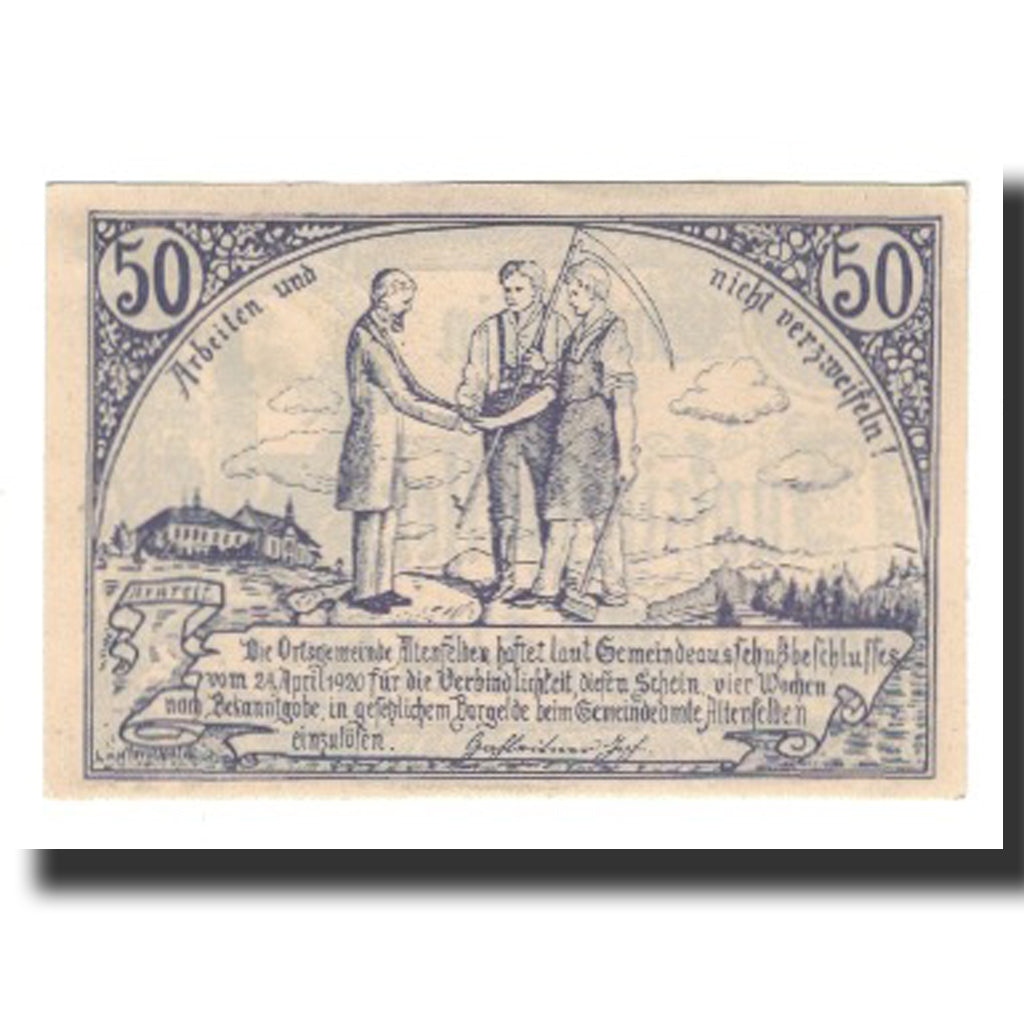 Billete, Austria, Altenfelden, 50 Heller, personnage, 1920, 1920-04-24, EBC