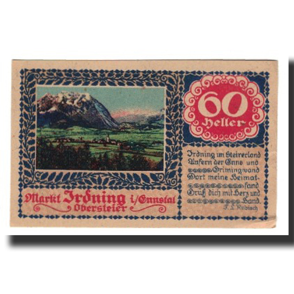 Billete, Austria, Irdning Stm. Prv. Fa. August Dangl Gemeinde, 60 Heller