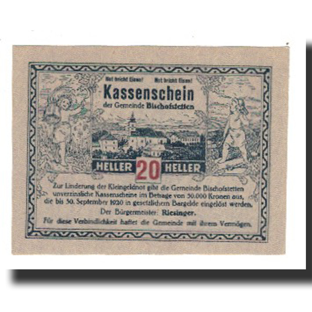 Billete, Austria, Bischofstetten, 20 Heller, Blé 1, 1920, 1920-09-30, EBC