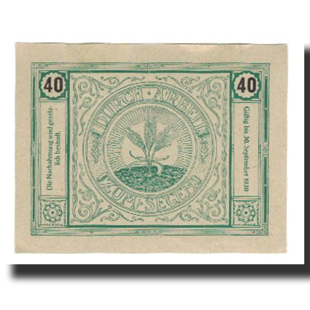 Billet, Autriche, Bischofstetten, 40 Heller, Blé 2, 1920, 1920-09-30, SUP