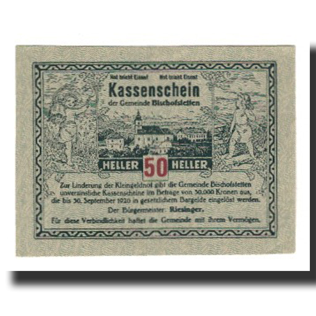 Billete, Austria, Bischofstetten, 50 Heller, Blé 3, 1920, 1920-09-30, EBC