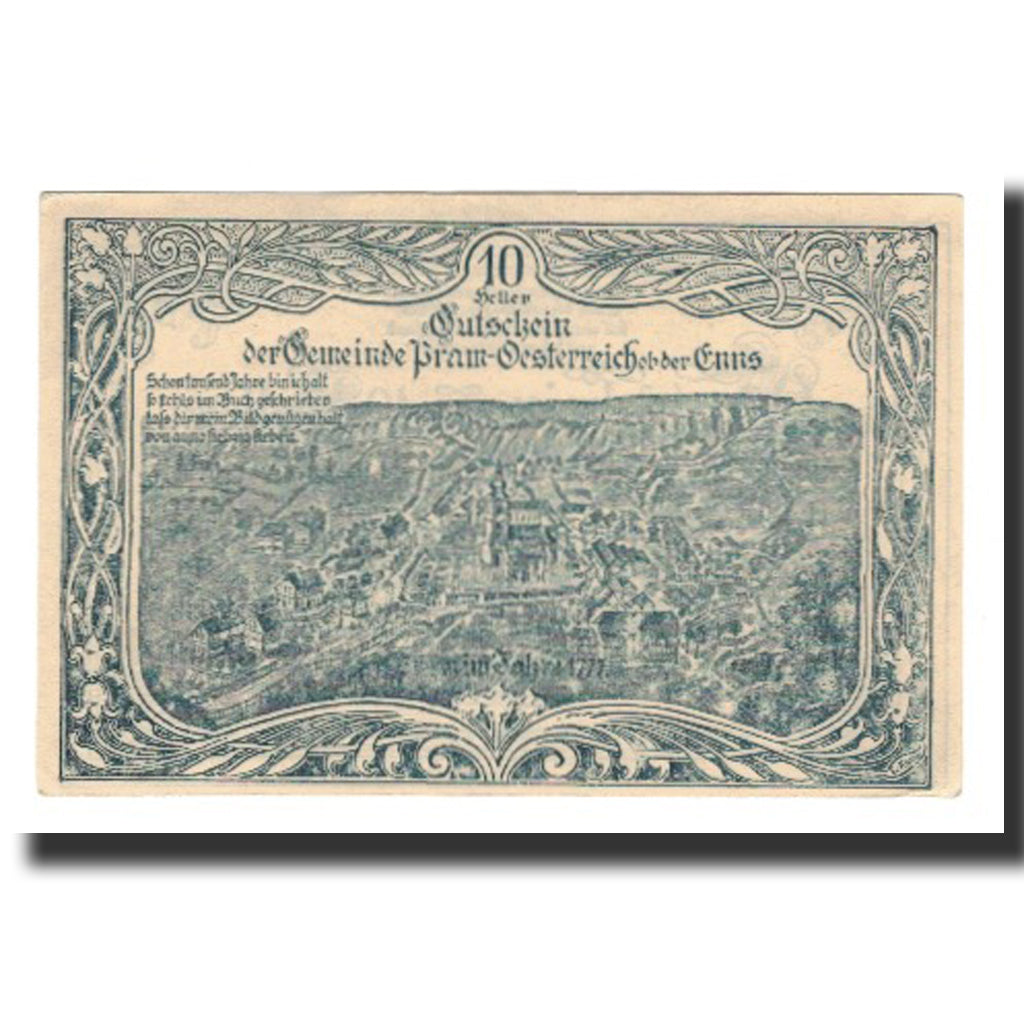 Banknot, Austria, Pram O.Ö. Gemeinde, 10 Heller, Texte, 1920, 1920-12-31