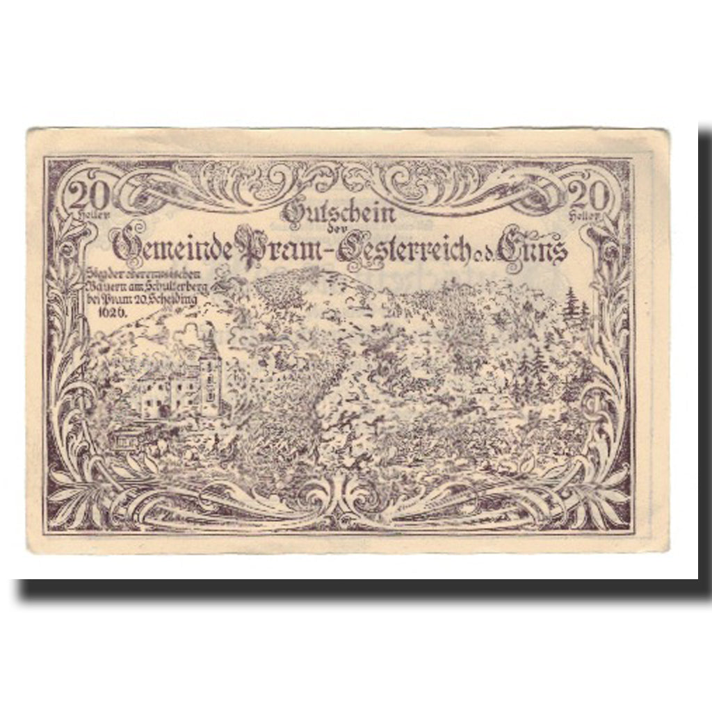 Banknot, Austria, Pram O.Ö. Gemeinde, 20 Heller, texte 1, 1920, 1920-12-31