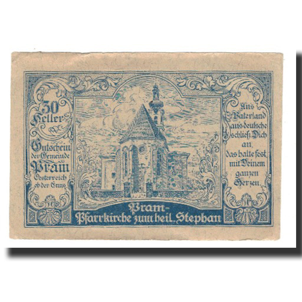 Banknot, Austria, Pram O.Ö. Gemeinde, 30 Heller, Texte 2, 1920, 1920-12-31