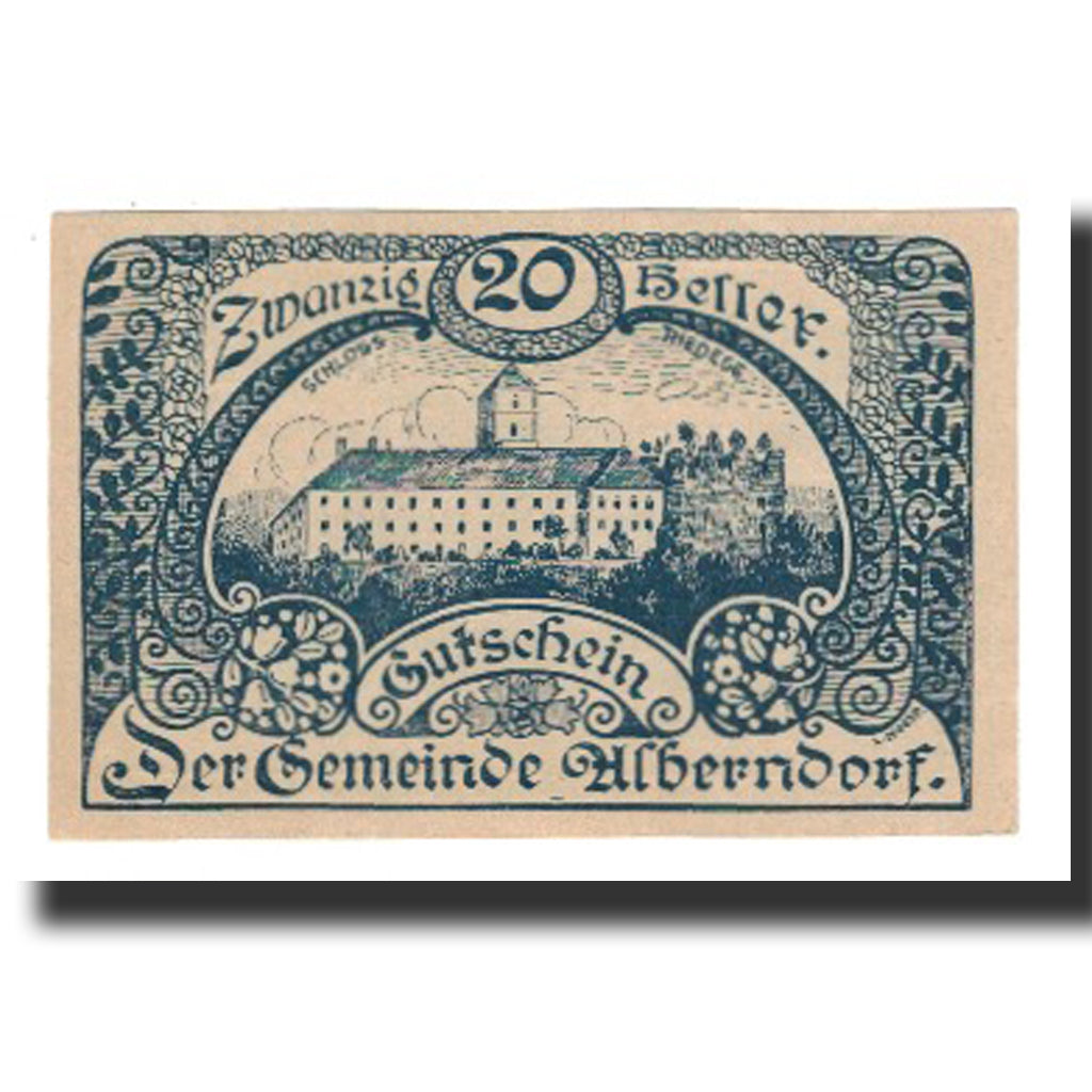 Banknot, Austria, Alberndorf, 20 Heller, texte 1, 1920, 1920-12-31, AU(55-58)