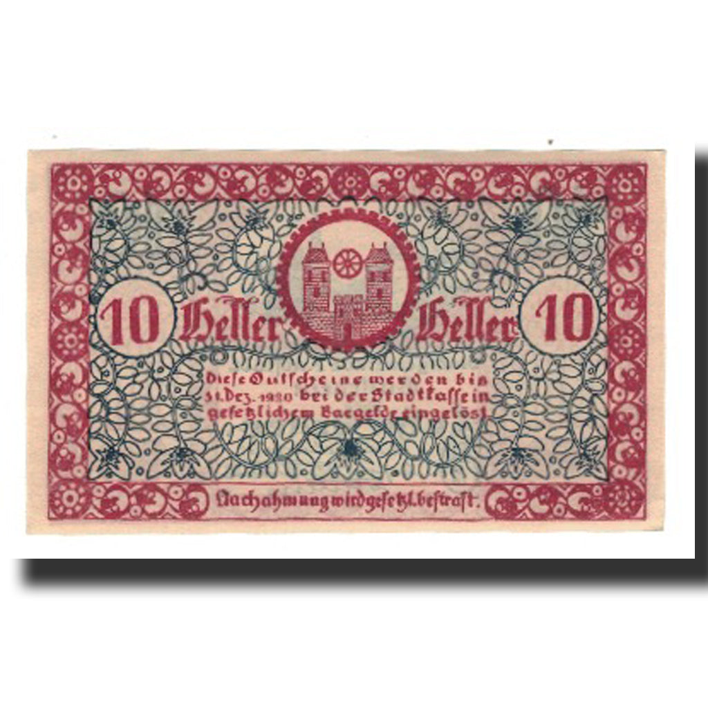 Nota, Áustria, Radstadt, 10 Heller, chateau 1, 1920, 1920-12-31, AU(55-58)
