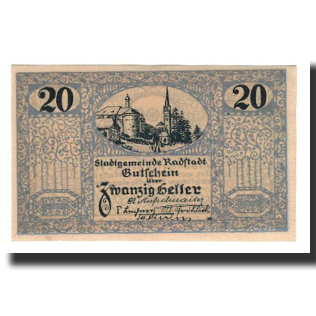 Banconote, Austria, Radstadt, 20 Heller, chateau 2, 1920, 1920-12-31, SPL-