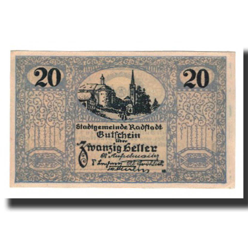 Nota, Áustria, Radstadt, 20 Heller, chateau 3, 1920, 1920-12-31, AU(55-58)