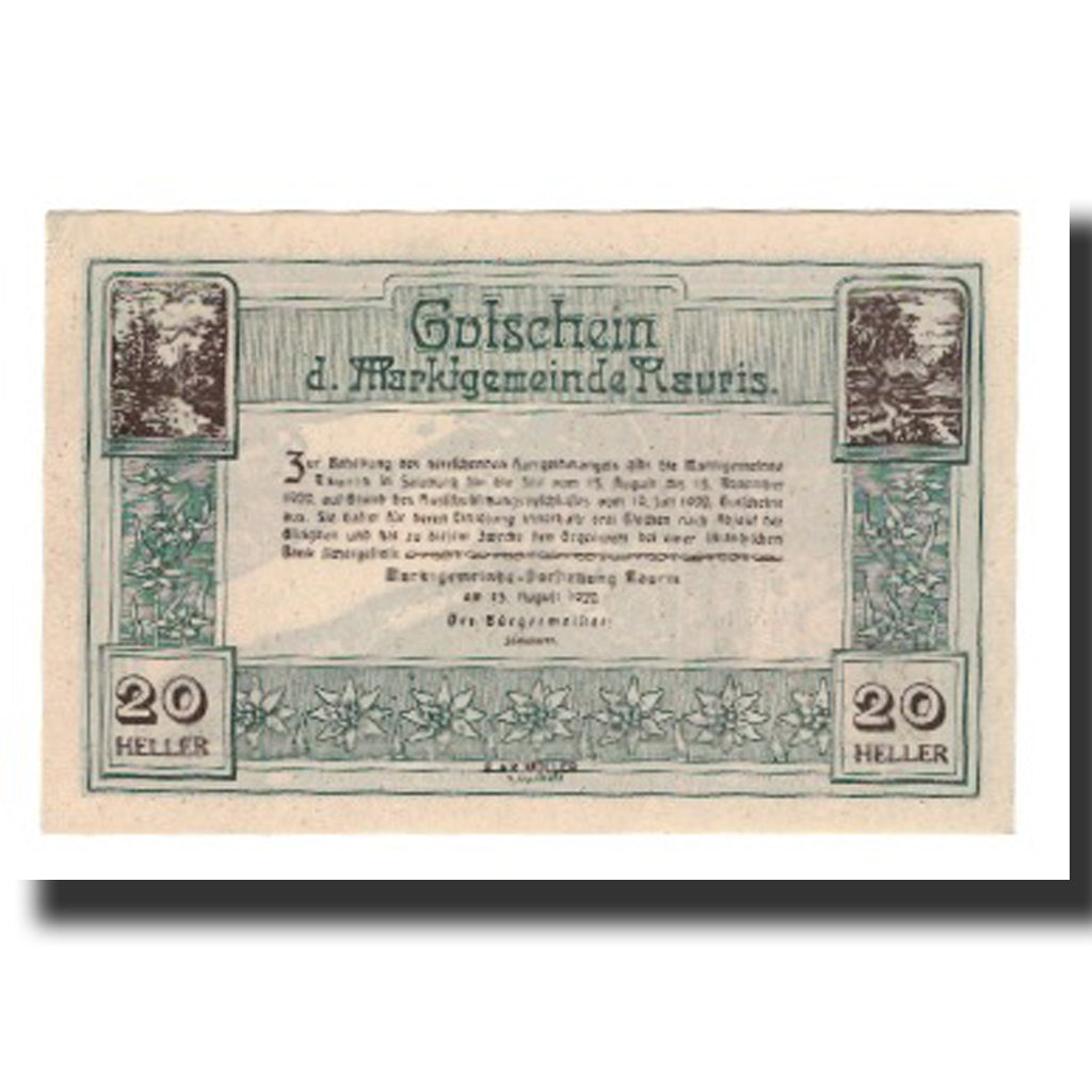 Banconote, Austria, Rauris, 20 Heller, Texte  5, 1920, 1920-11-15, SPL-, Mehl:FS