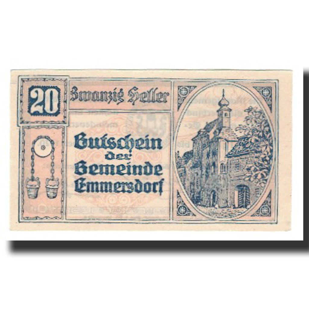 Banconote, Austria, Emmersdorf N.Ö. Gemeinde, 20 Heller, Texte 3, 1920