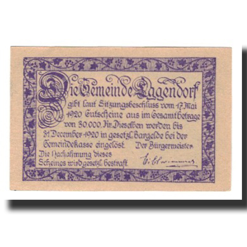Biljet, Oostenrijk, Eggendorf, 20 Heller, texte 1, 1920, 1920-12-31, SUP