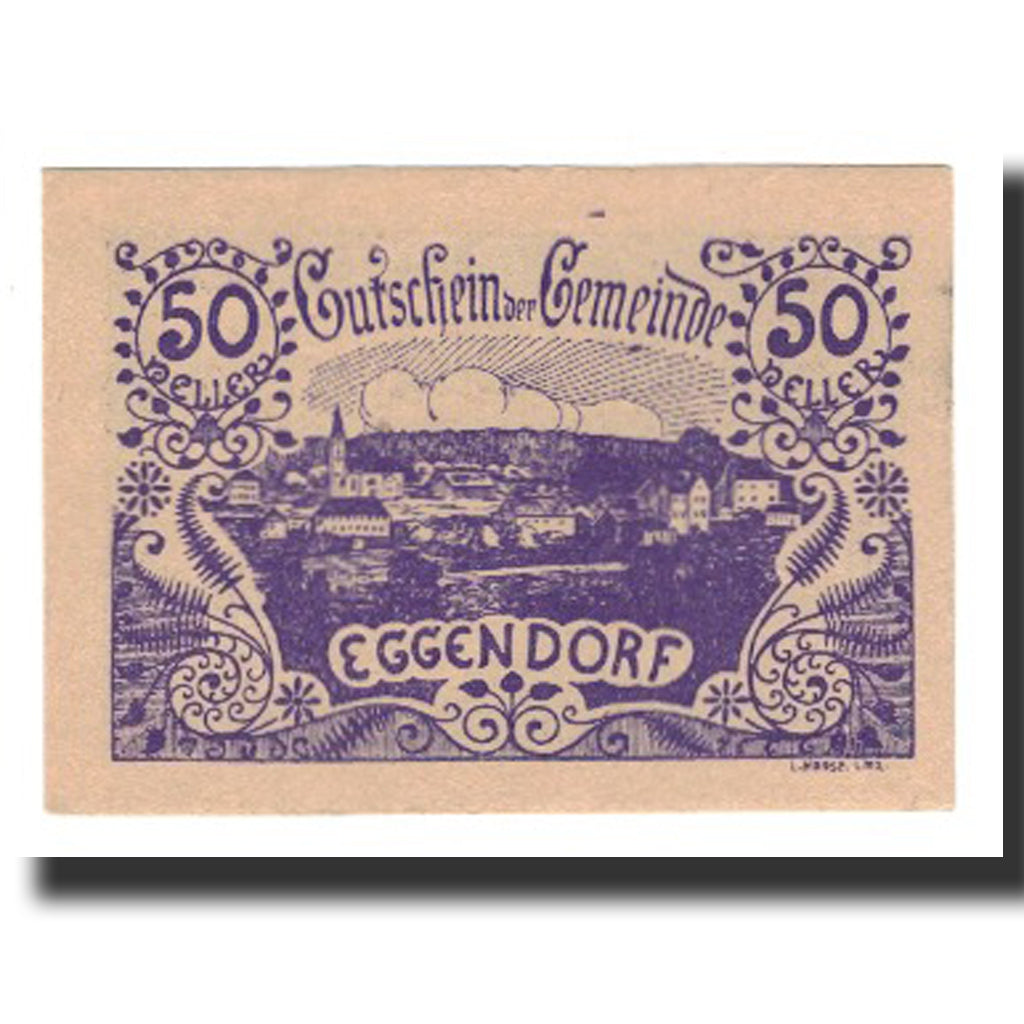 Banknot, Austria, Eggendorf, 50 Heller, Texte 2, 1920, 1920-12-31, AU(55-58)