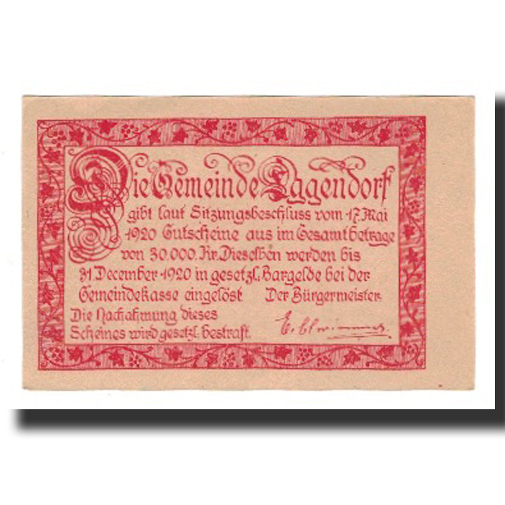 Banconote, Austria, Eggendorf, 10 Heller, Texte 3, 1920, 1920-12-31, SPL-