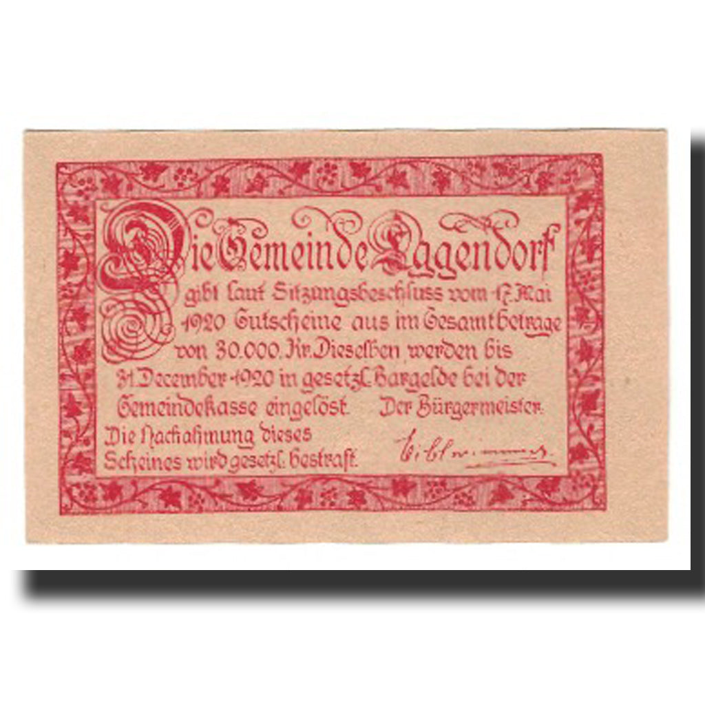 Banconote, Austria, Eggendorf, 20 Heller, Texte 4, 1920, 1920-12-31, SPL-