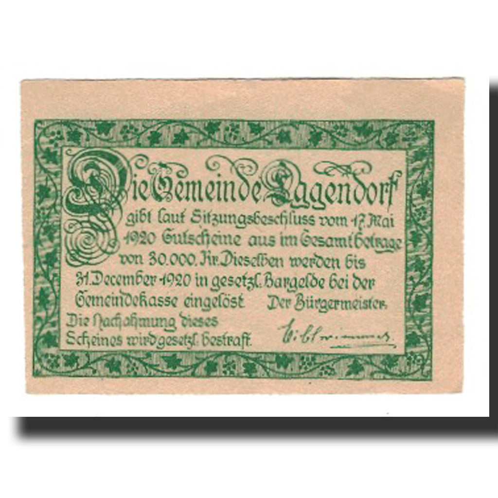Biljet, Oostenrijk, Eggendorf, 10 Heller, Texte 6, 1920, 1920-12-31, SUP