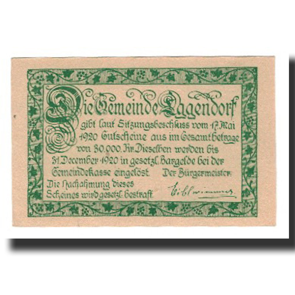Biljet, Oostenrijk, Eggendorf, 20 Heller, Texte 7, 1920, 1920-12-31, SUP