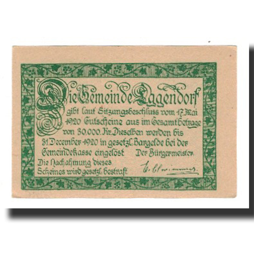 Banknot, Austria, Eggendorf, 50 Heller, Texte 8, 1920, 1920-12-31, AU(55-58)