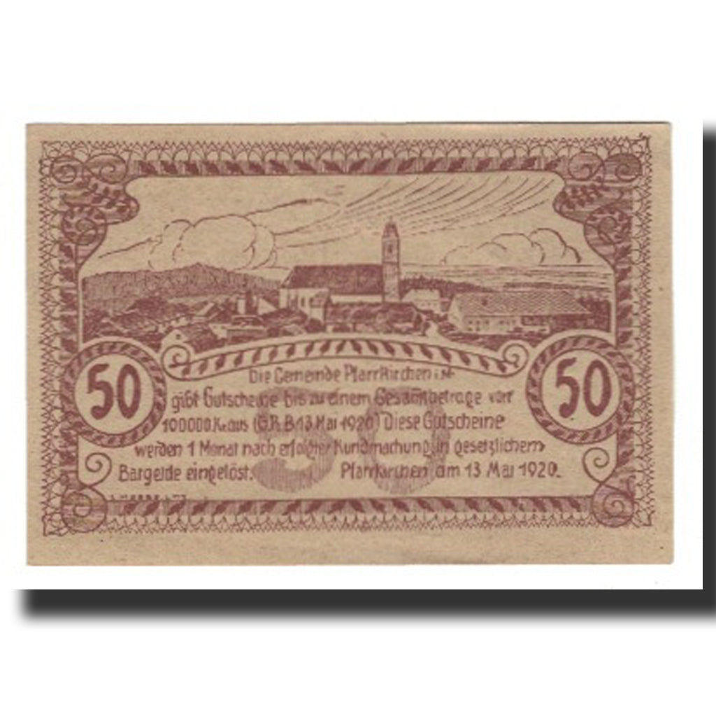 Biljet, Oostenrijk, Pfarrkirchen im Mühlkreis O.Ö. Gemeinde, 50 Heller