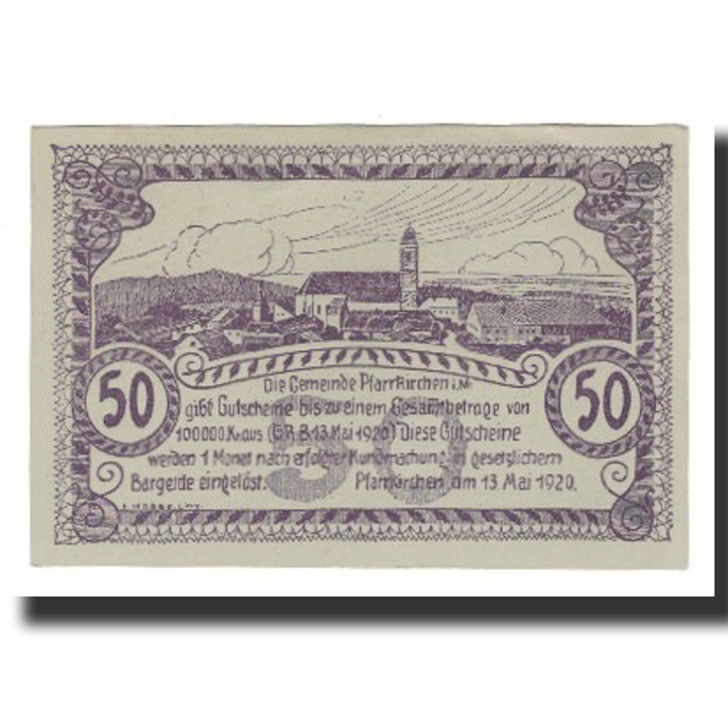 Banconote, Austria, Pfarrkirchen im Mühlkreis O.Ö. Gemeinde, 50 Heller