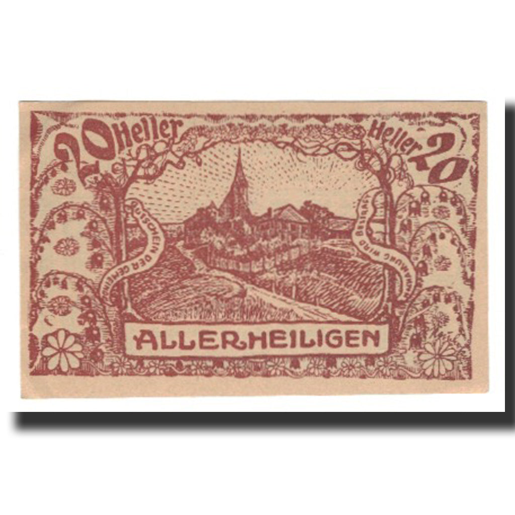Biljet, Oostenrijk, Allerheiligen O.Ö. Gemeinde, 20 Heller, Texte, 1920
