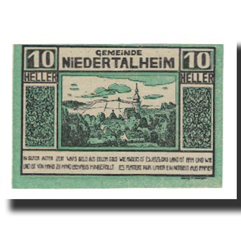 Banconote, Austria, Niedertalheim, 10 Heller, Texte, 1920, 1920-12-31, SPL-