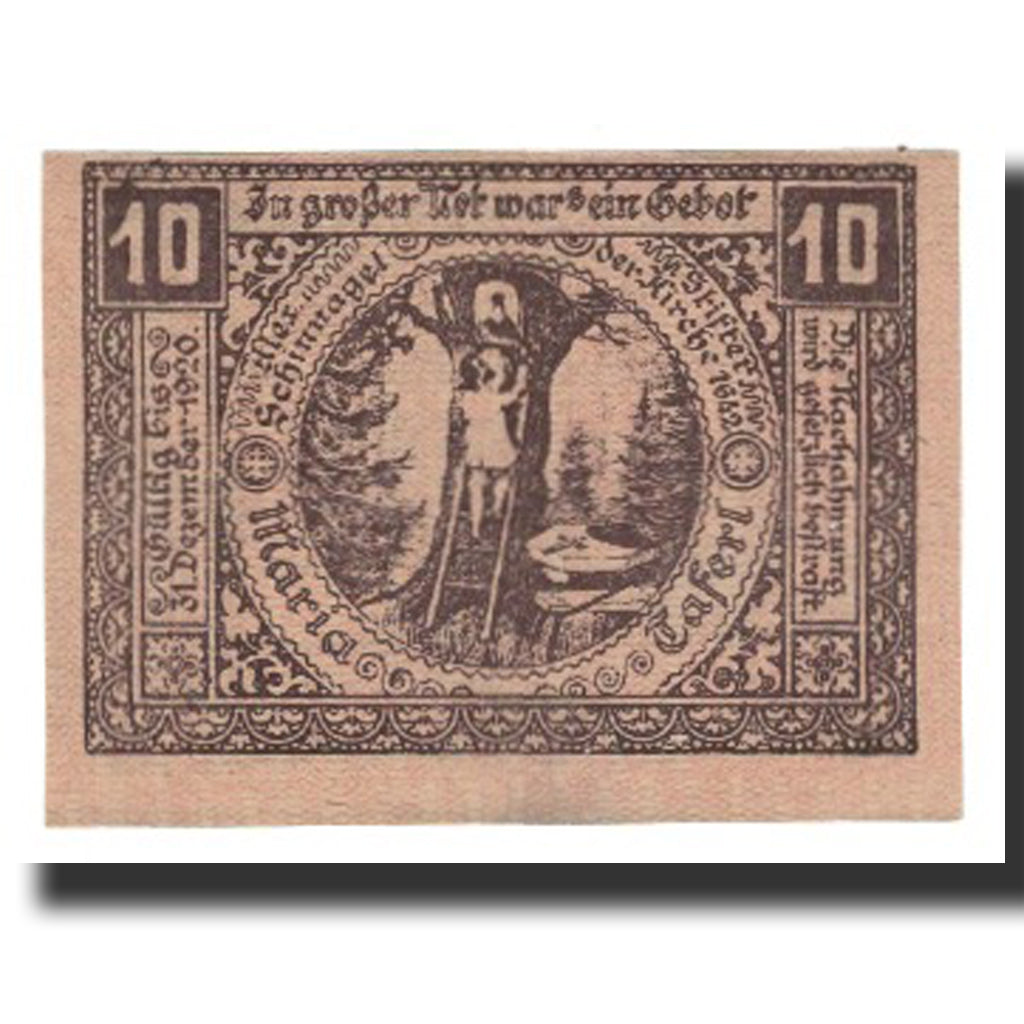 Banconote, Austria, Maria Taferl N.Ö Ortsgemeinde, 10 Heller, personnage, 1920