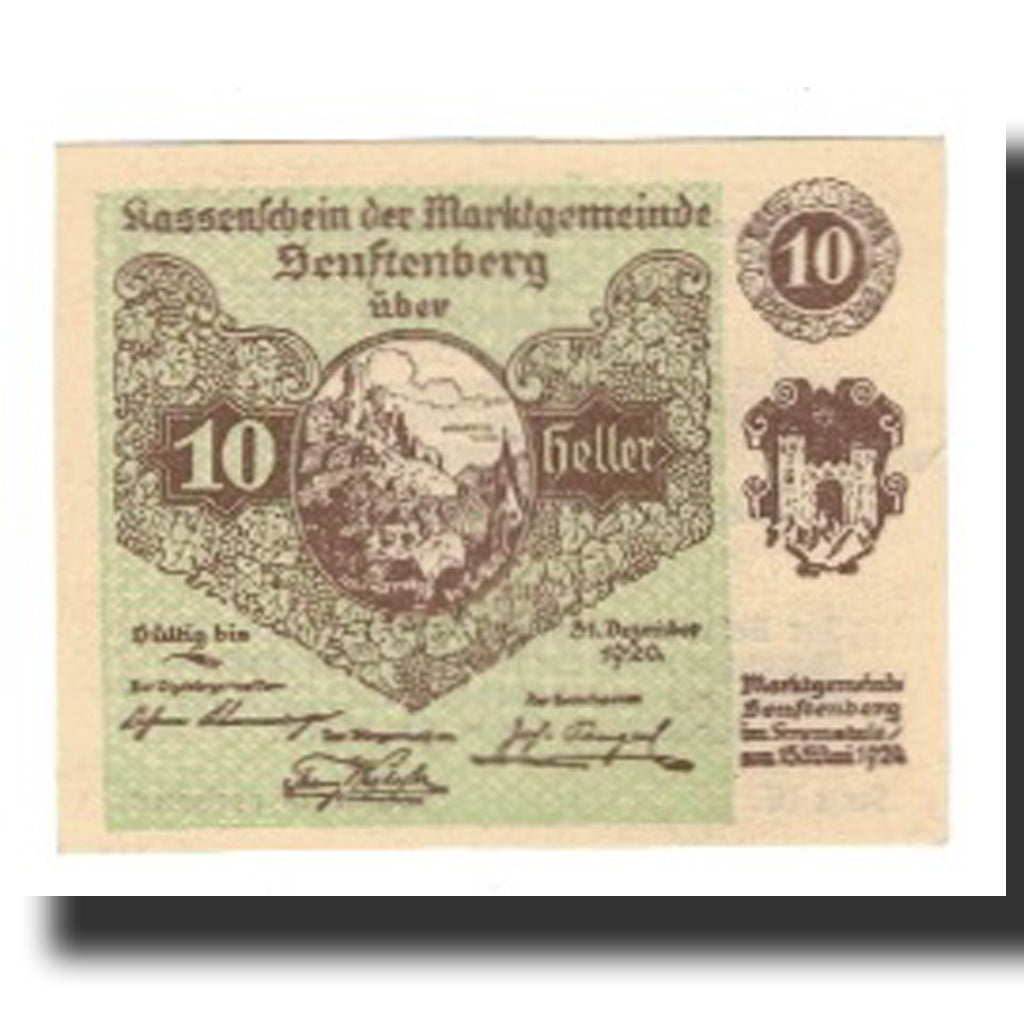 Banknot, Austria, Senftenberg, 10 Heller, Texte, 1920, 1920-12-31, AU(55-58)