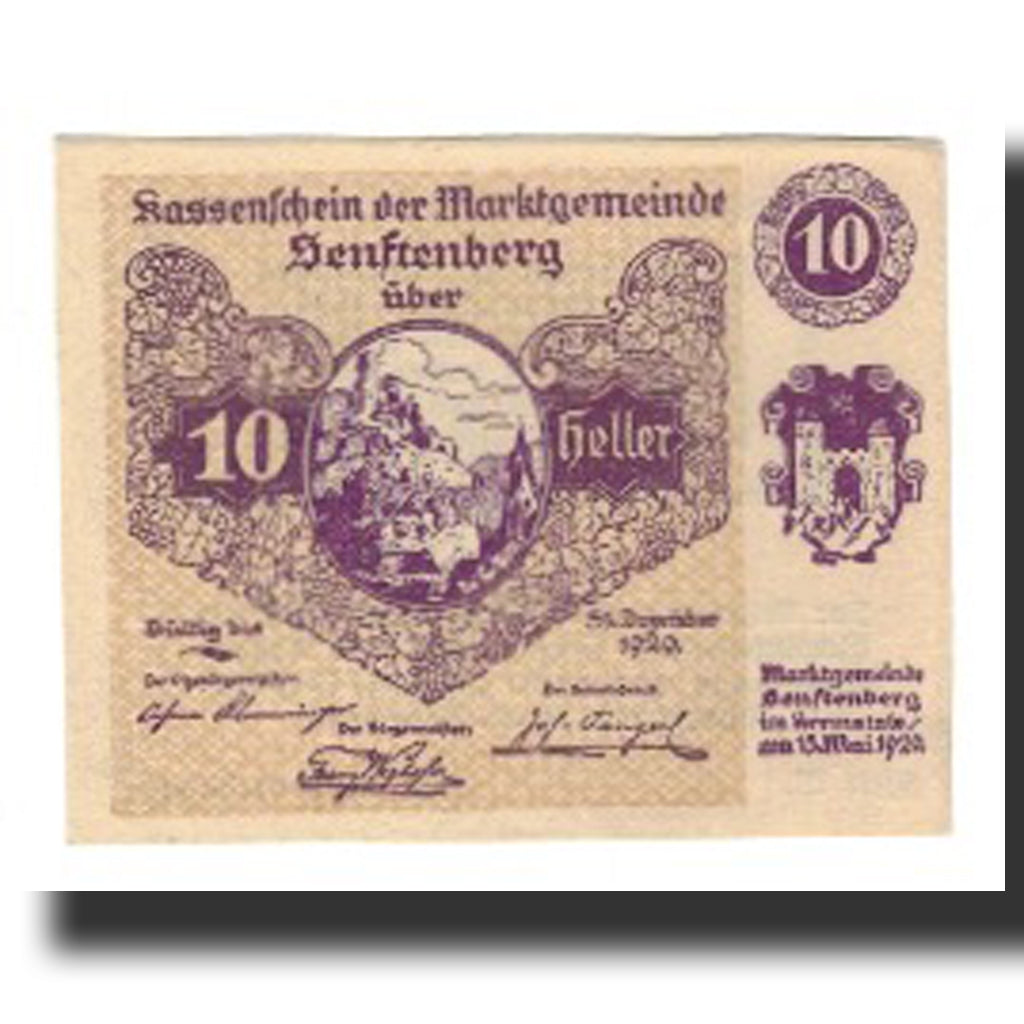 Banknot, Austria, Senftenberg, 10 Heller, texte 1, 1920, 1920-12-31, AU(55-58)