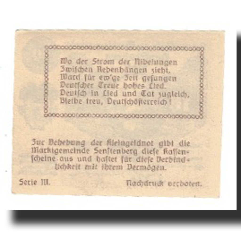 Banknot, Austria, Senftenberg, 10 Heller, texte 1, 1920, 1920-12-31, AU(55-58)