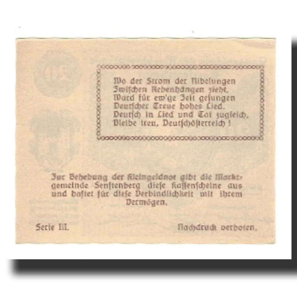 Banconote, Austria, Senftenberg, 20 Heller, Texte 2, 1920, 1920-12-31, SPL-