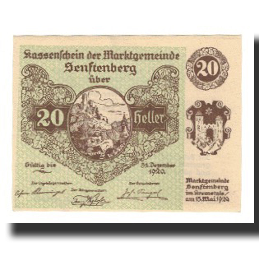 Banconote, Austria, Senftenberg, 20 Heller, Texte 3, 1920, 1920-12-31, SPL-