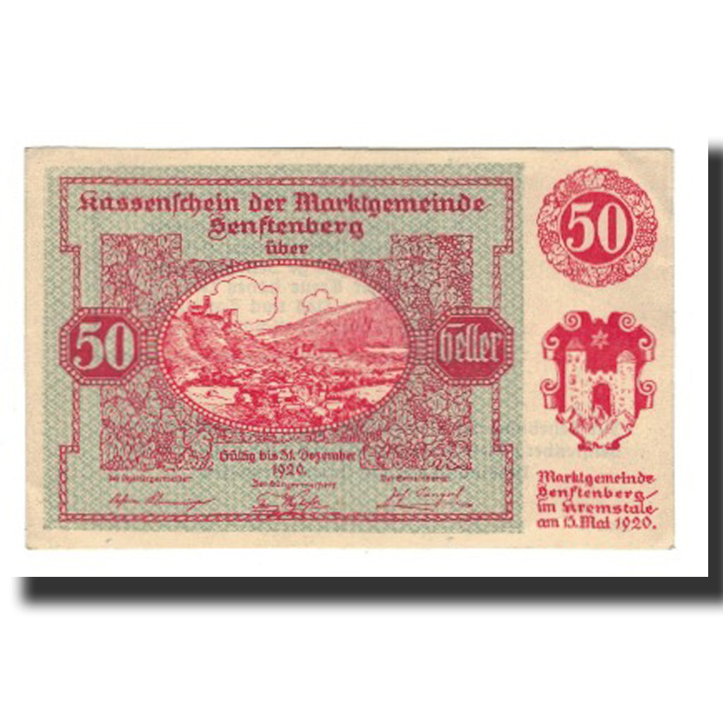 Banknot, Austria, Senftenberg, 50 Heller, Texte 4, 1920, 1920-12-31, AU(55-58)