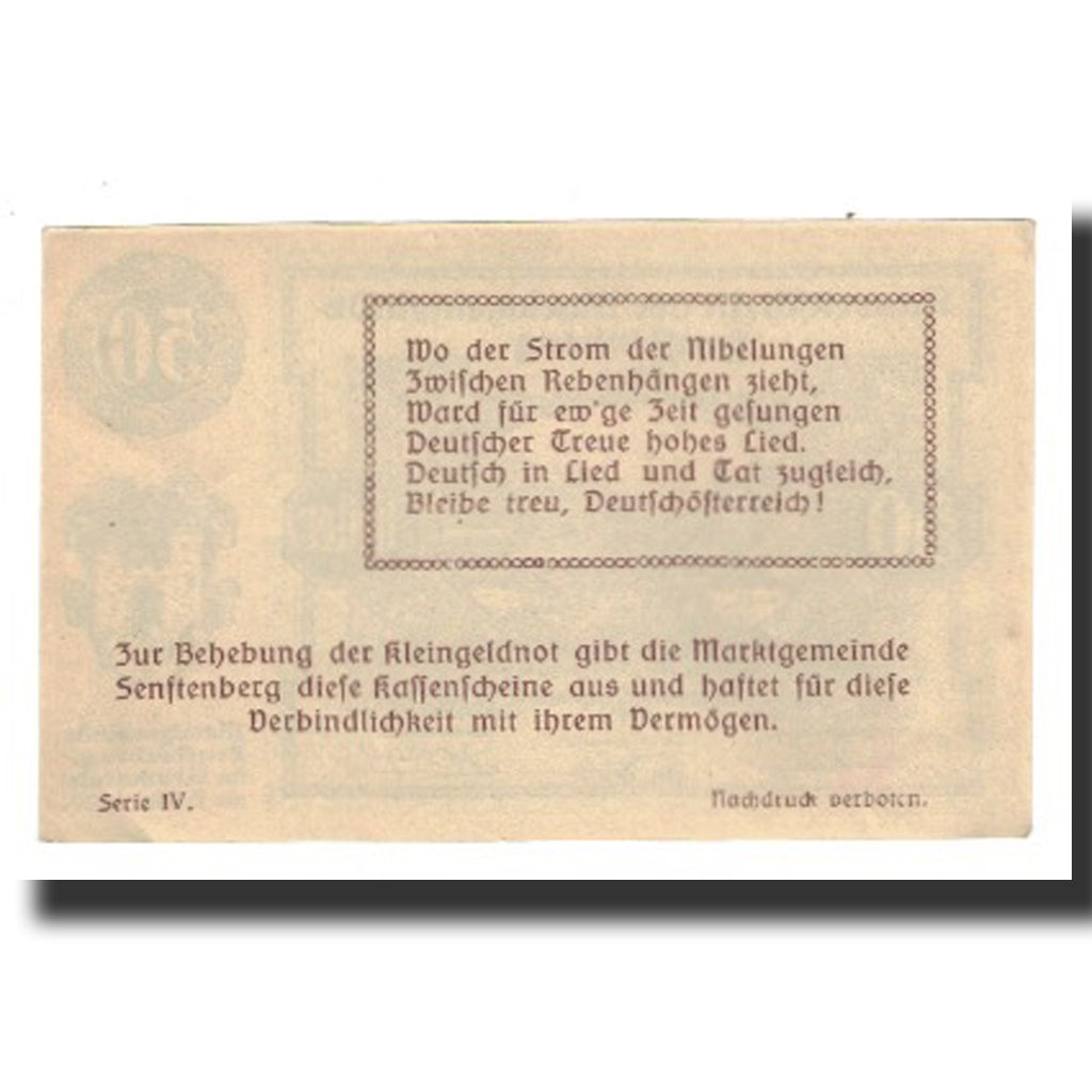 Banconote, Austria, Senftenberg, 50 Heller, Texte 6, 1920, 1920-12-31, SPL-