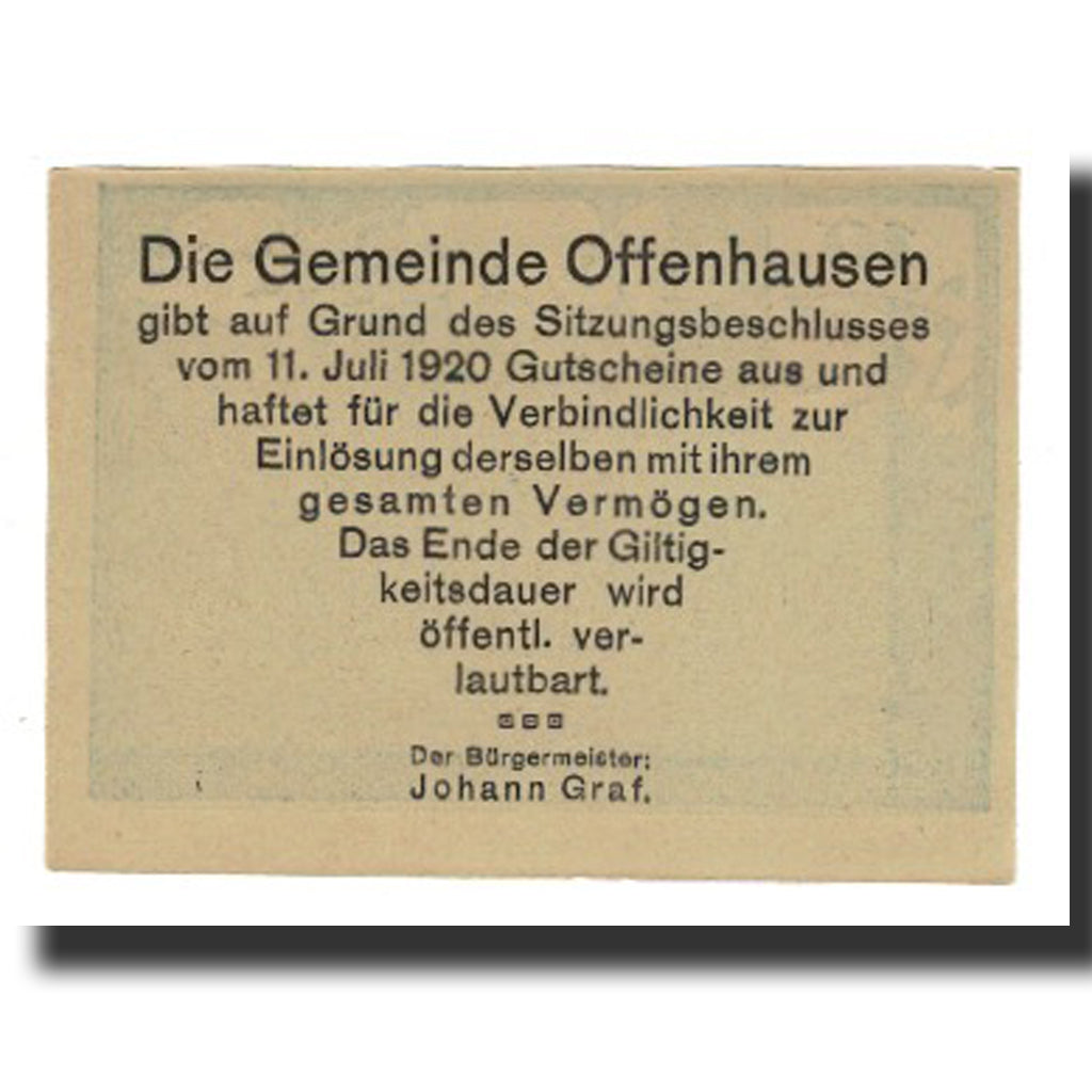Banknot, Austria, Offenhausen O.Ö. Gemeinde, 10 Heller, Texte, 1920