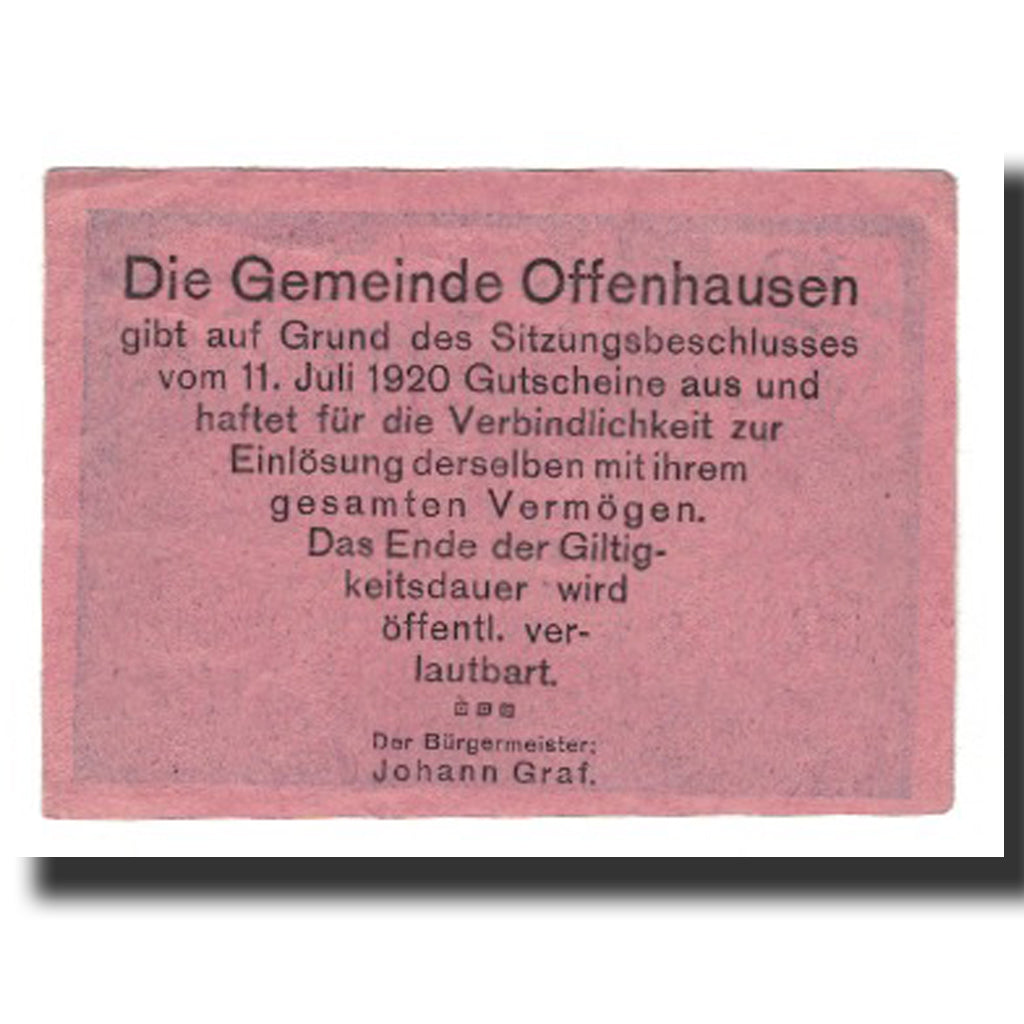 Biljet, Oostenrijk, Offenhausen O.Ö. Gemeinde, 10 Heller, texte 1, 1920