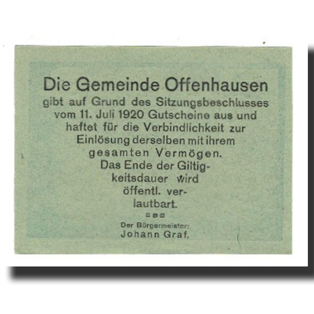 Banconote, Austria, Offenhausen O.Ö. Gemeinde, 10 Heller, Texte 2, 1920