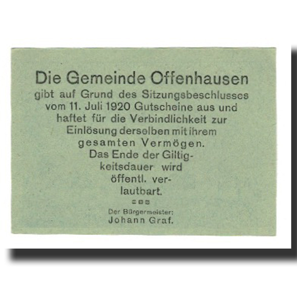 Banconote, Austria, Offenhausen O.Ö. Gemeinde, 50 Heller, Texte 4, 1920