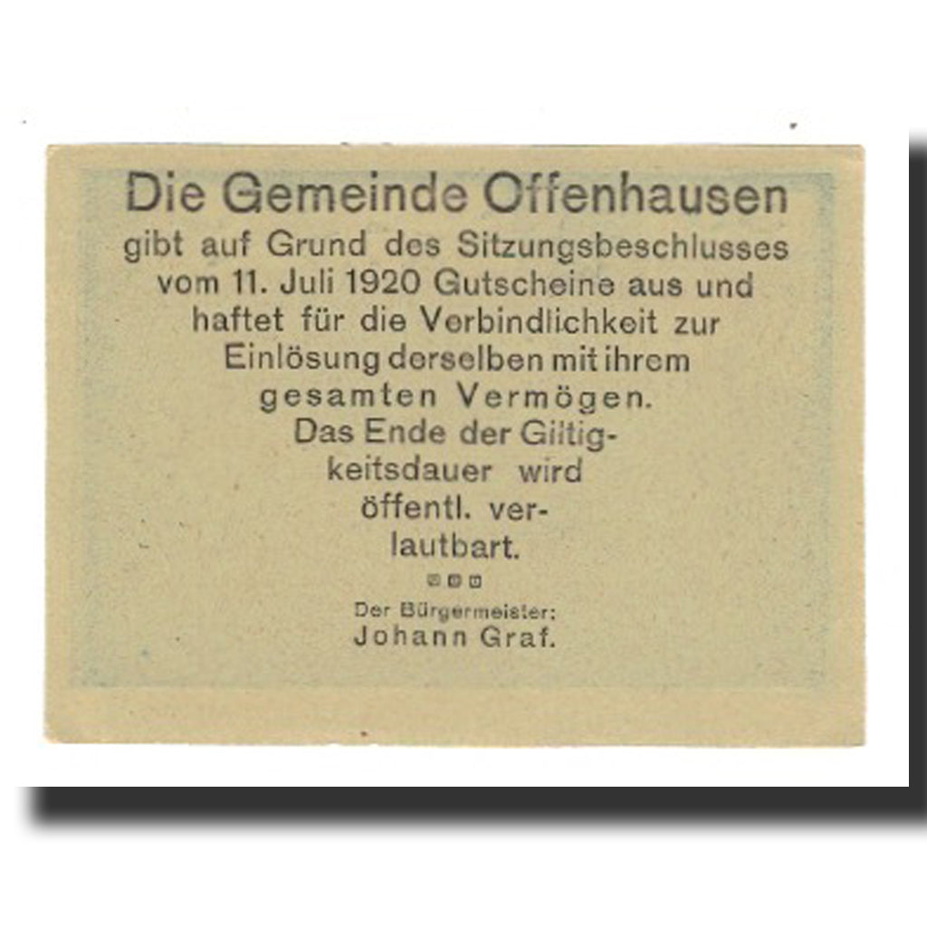 Biljet, Oostenrijk, Offenhausen O.Ö. Gemeinde, 50 Heller, Texte  5, 1920