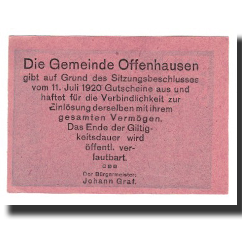 Biljet, Oostenrijk, Offenhausen O.Ö. Gemeinde, 80 Heller, Texte 6, 1920