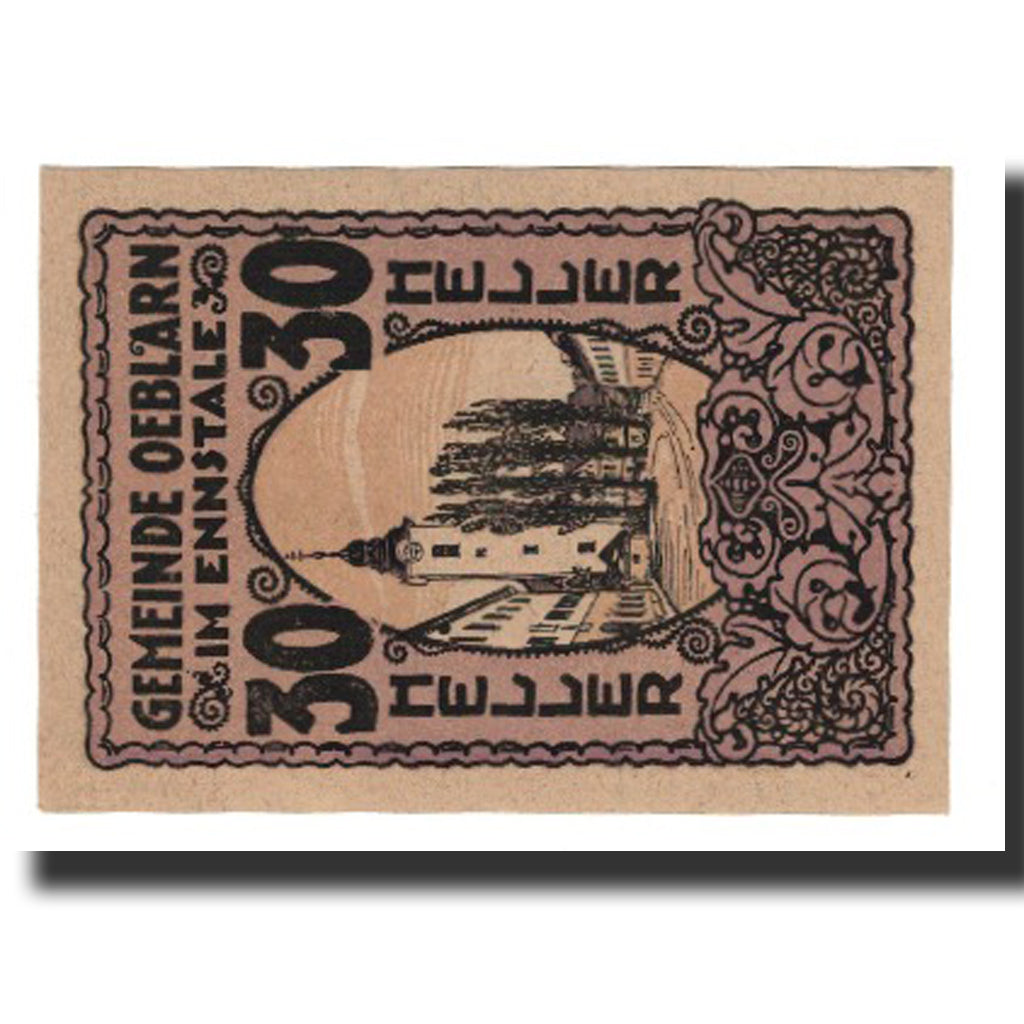 Banconote, Austria, Oeblarn im Ennstale Stm. Gemeinde, 30 Heller, texte 1, 1920