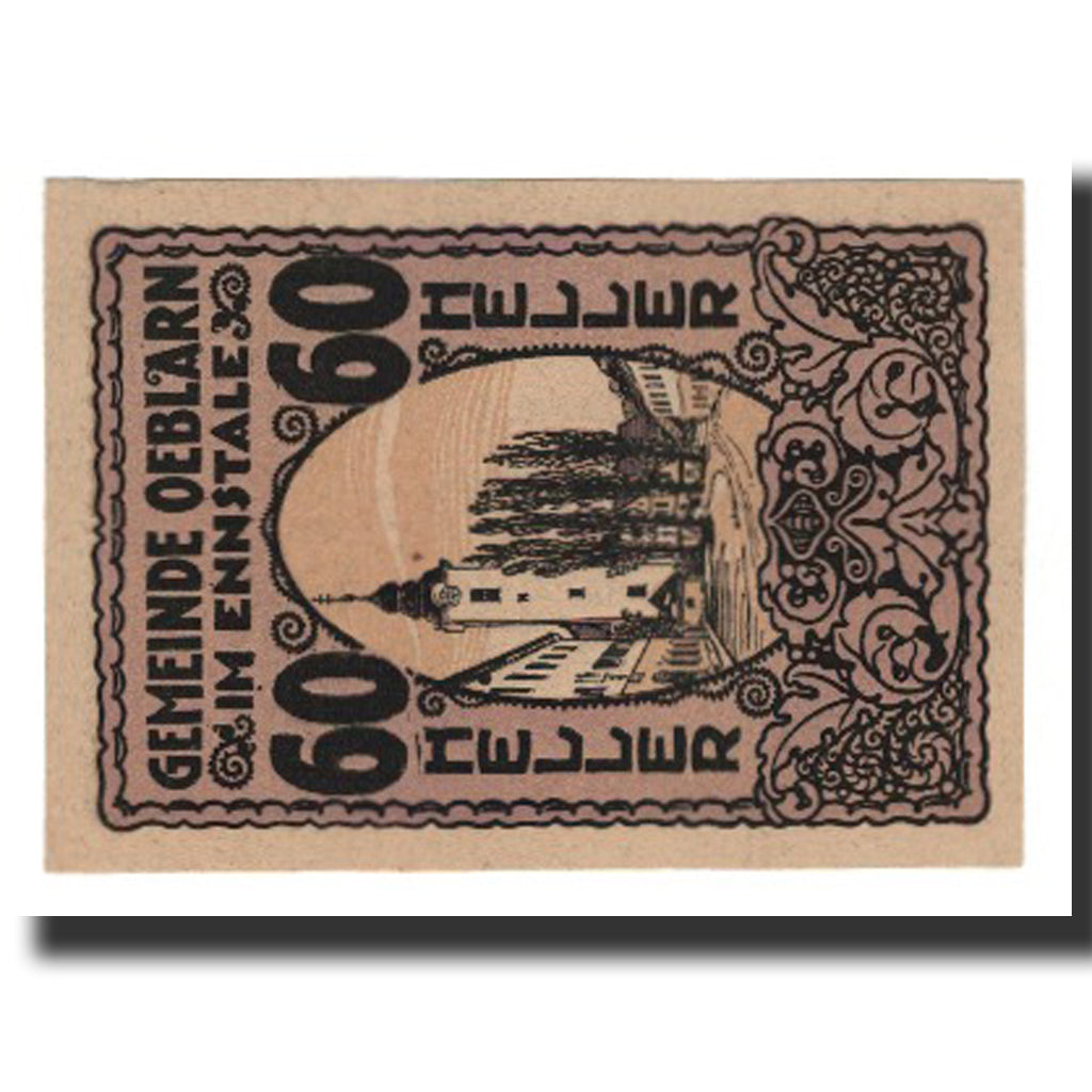 Banconote, Austria, Oeblarn im Ennstale Stm. Gemeinde, 60 Heller, Texte 2, 1920