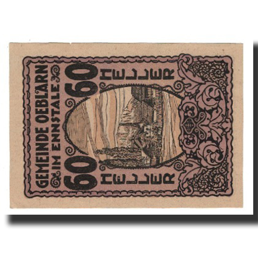 Banknot, Austria, Oeblarn im Ennstale Stm. Gemeinde, 60 Heller, Texte 3, 1920