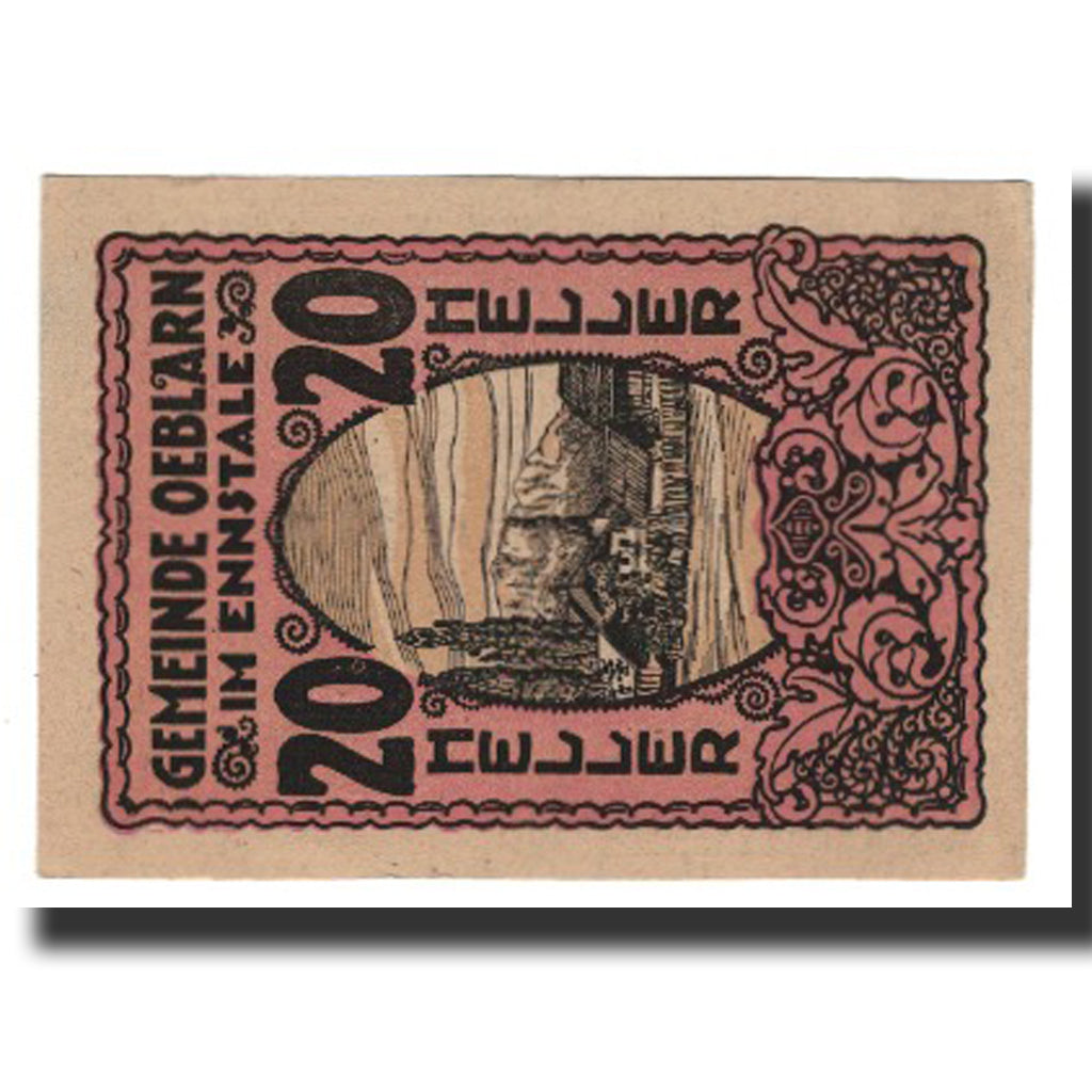 Banconote, Austria, Oeblarn im Ennstale Stm. Gemeinde, 20 Heller, Texte, 1920