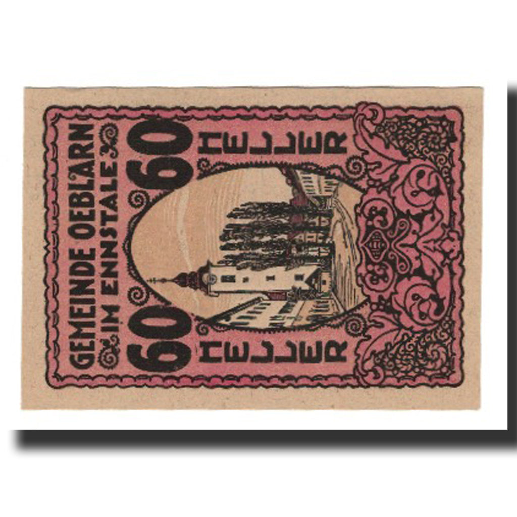 Geldschein, Österreich, Oeblarn im Ennstale Stm. Gemeinde, 60 Heller, Texte 3