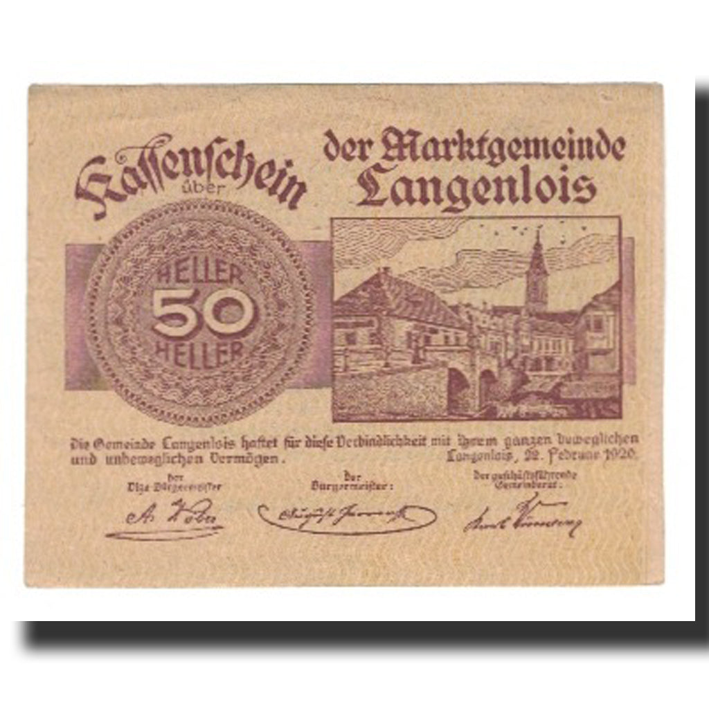 Banconote, Austria, Langenlois, 50 Heller, Blason 2, 1920, 1920-12-31, SPL-