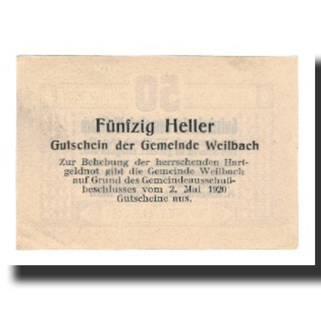 Banconote, Austria, Weilbach, 50 Heller, Texte 2, 1920, 1920-11-30, SPL-