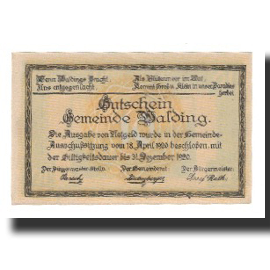 Banconote, Austria, Walding, 10 Heller, Texte, 1920, 1920-12-31, SPL-, Mehl:FS